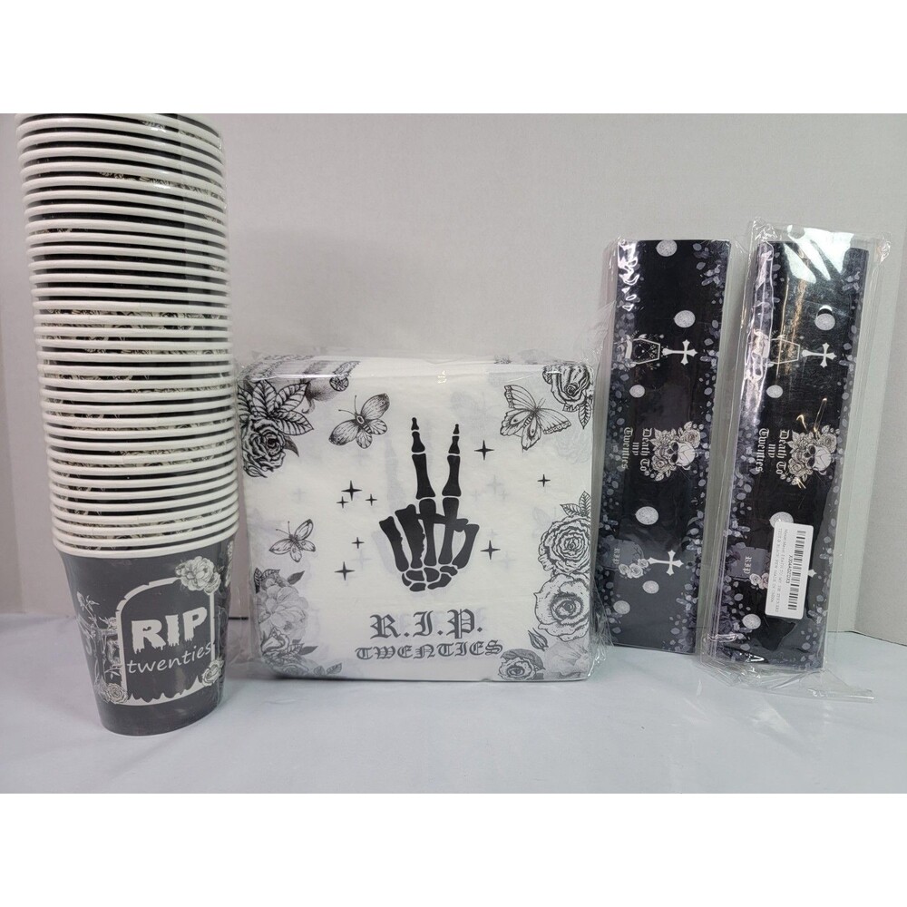 Goth Party Bundle RIP Twenties Cups Napkins Tumbler Wraps Death To My 20s - Picture 2 of 14
